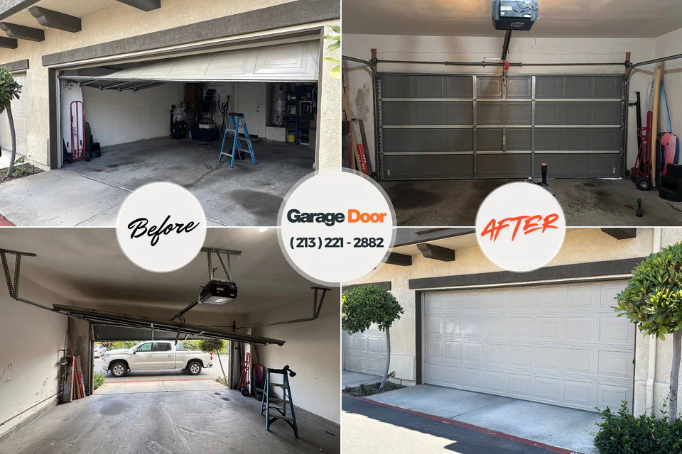 Before and after: garage door repair Hackleburg, AL